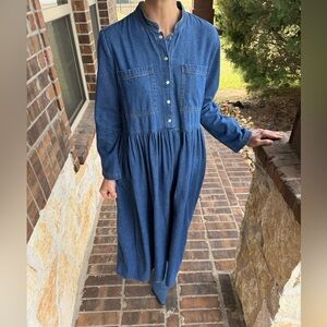 Denim Maxi Dress, Size 10, Bonnie Strauss Vintage